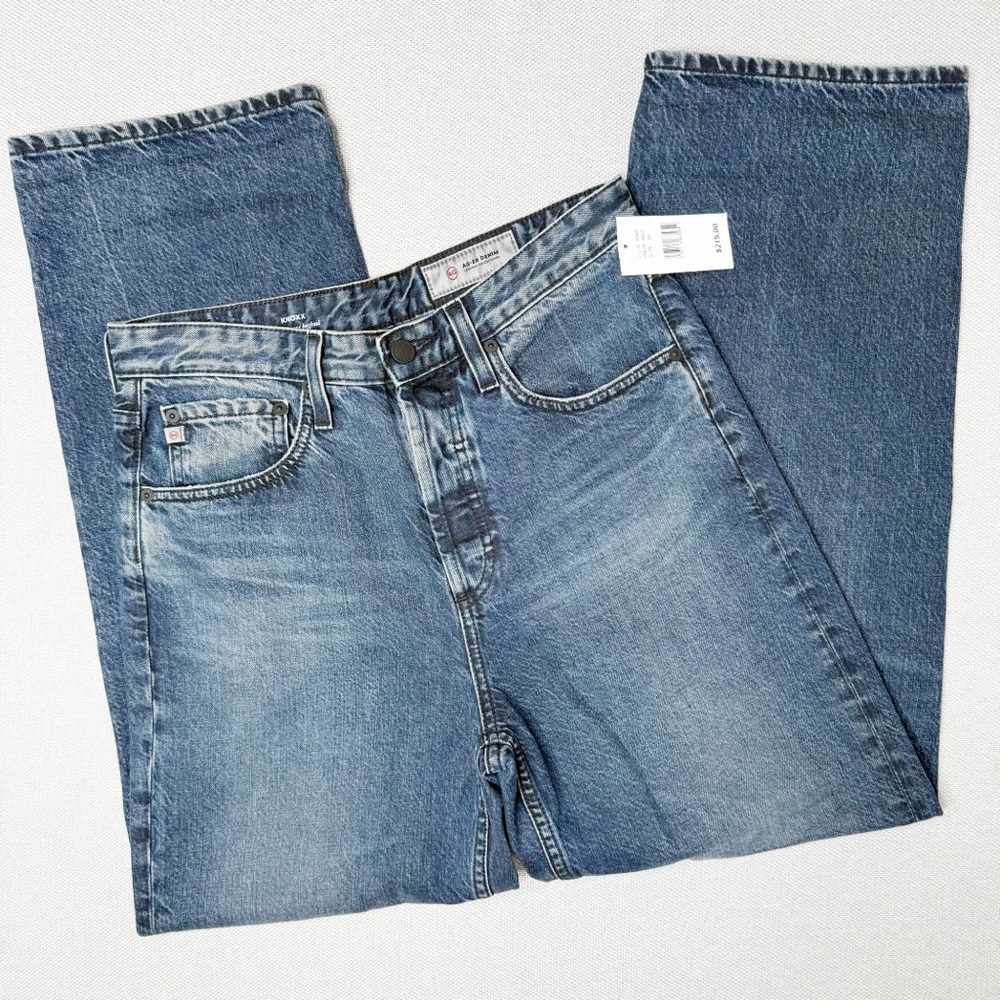 Ag Adriano Goldschmied High Rise Baggy Boyfriend Medium Blue Wash